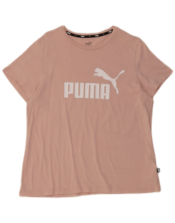 Puma Womens Graphic T-Shirt Top UK 18 XL Pink Cotton