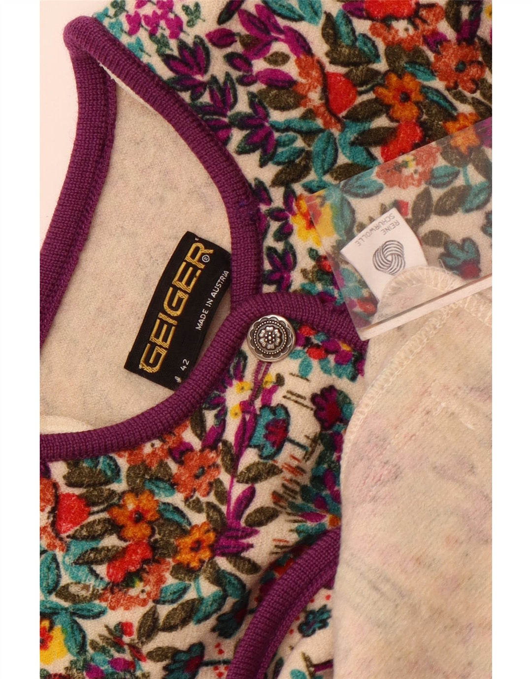 Geiger Womens Cardigan Sweater EU 42 Large Multicoloured Floral New Wool