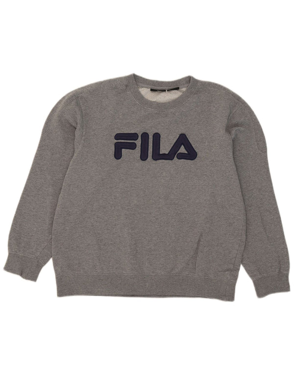 Fila Mens Graphic Sweatshirt Jumper Large Grey Cotton