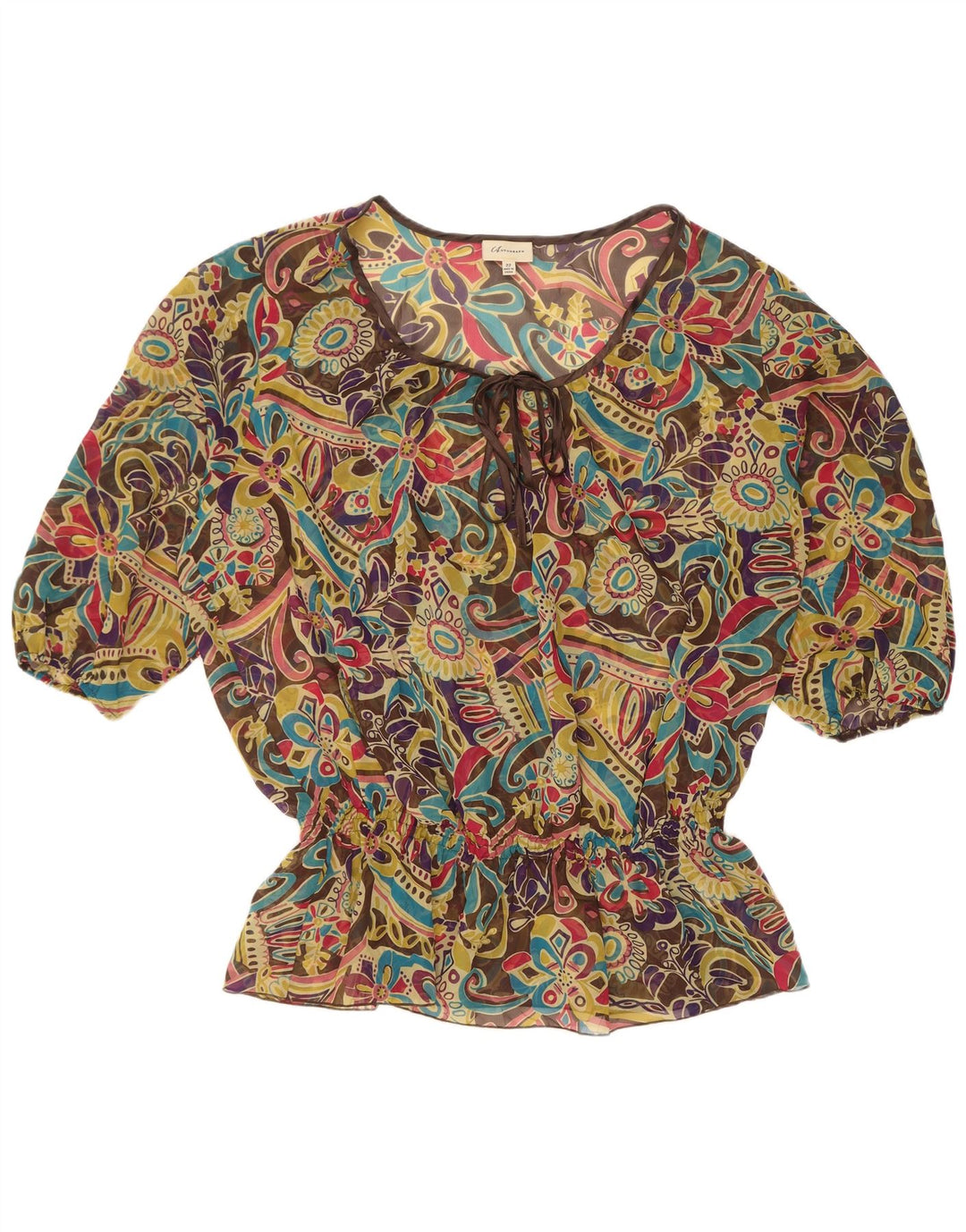 Marks & Spencer Womens See Through Blouse Top UK 22 3XL Multicoloured