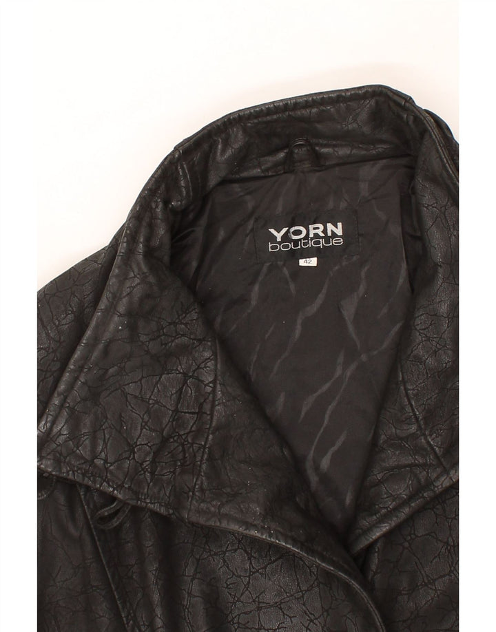 VINTAGE Womens Leather Coat EU 42 Large Black Leather Vintage Vintage and Second-Hand Vintage from Messina Hembry 