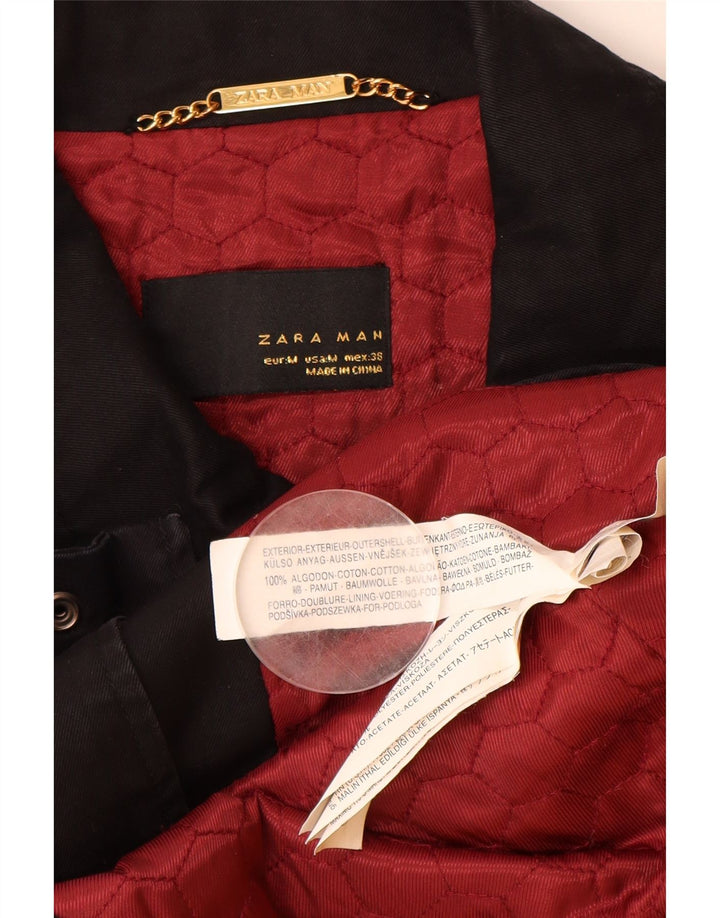 ZARA Mens Utility Jacket UK 38 Medium Black Cotton