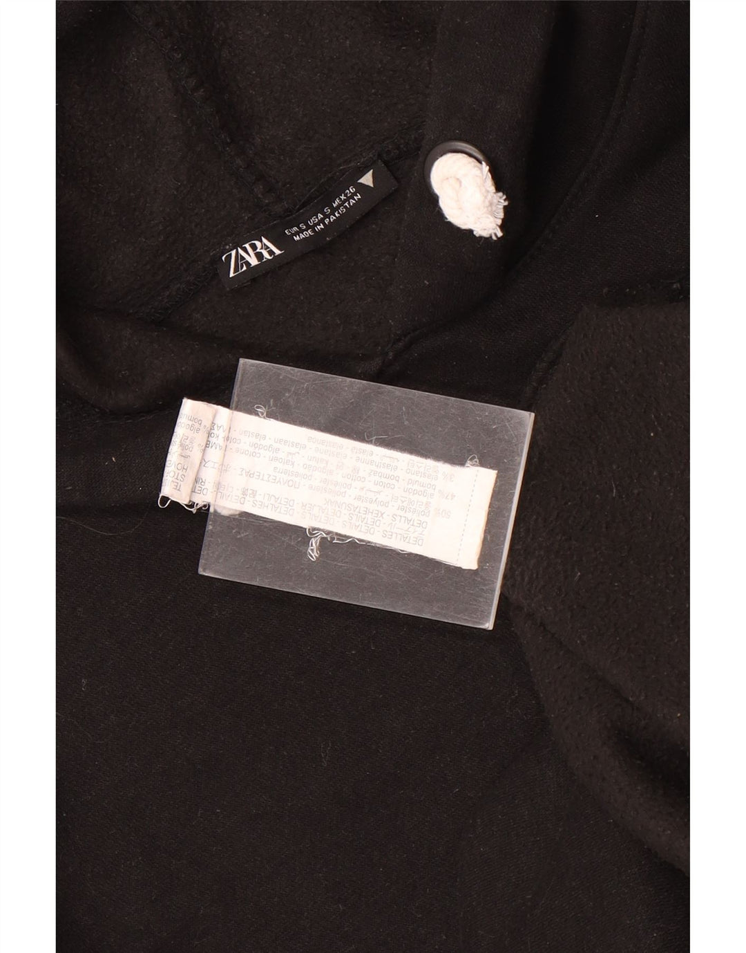 Zara Mens Loose Fit Hoodie Jumper Small Black Polyester