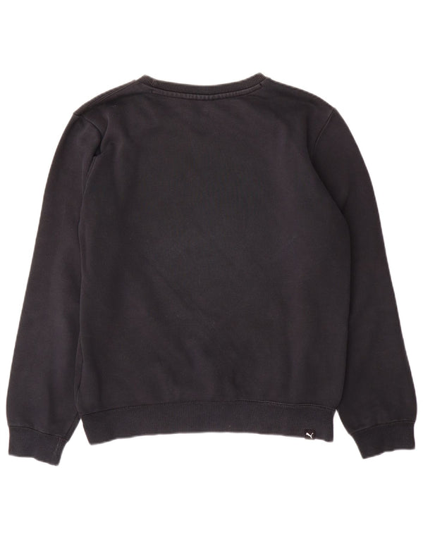 PUMA Girls Graphic Sweatshirt Jumper 13-14 Years Black Cotton