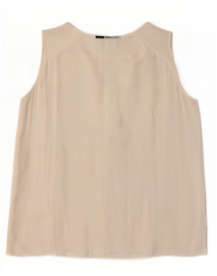Zara Womens Sleeveless Ruffle Front Blouse Top UK 12 Medium White