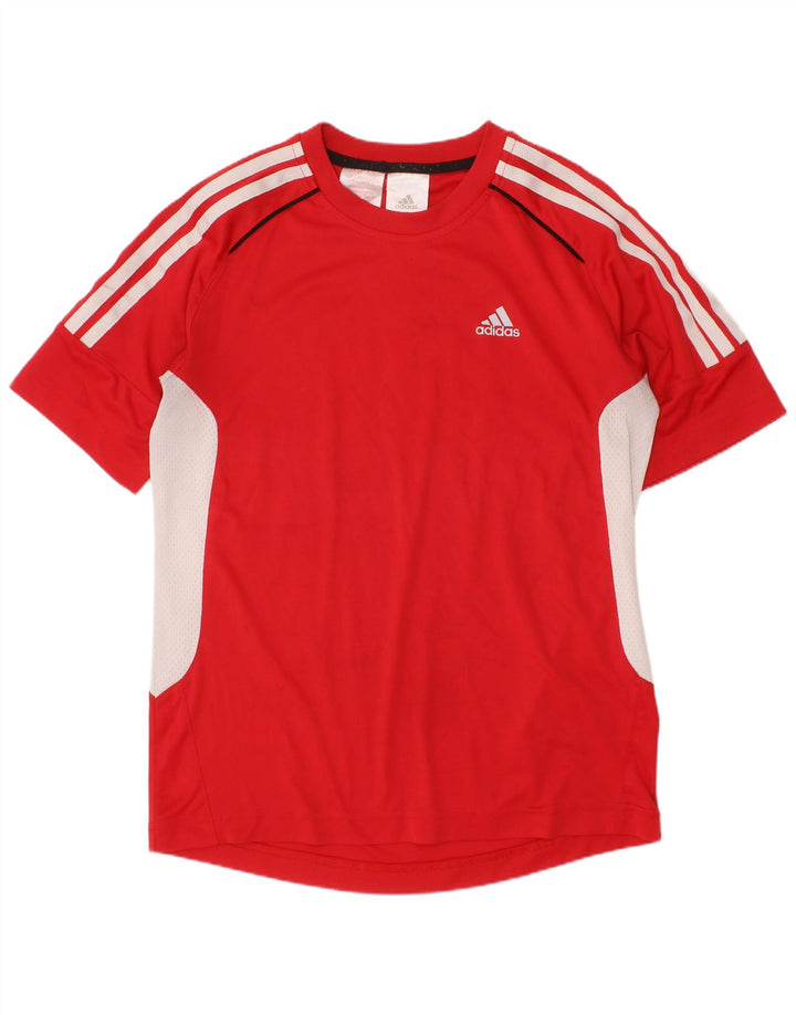 ADIDAS Boys T-Shirt Top 11-12 Years Red Colourblock Polyester
