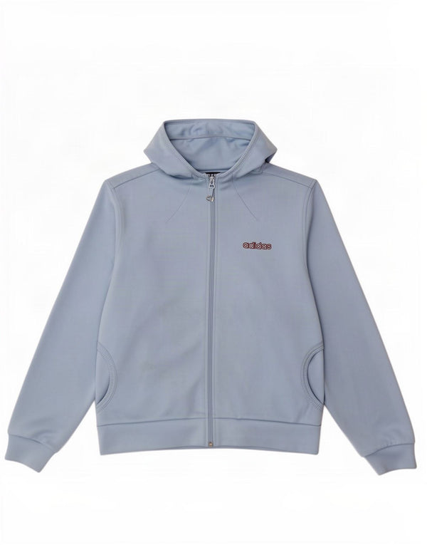 Adidas Womens Zip Hoodie Sweater UK 14 Medium Blue Polyester