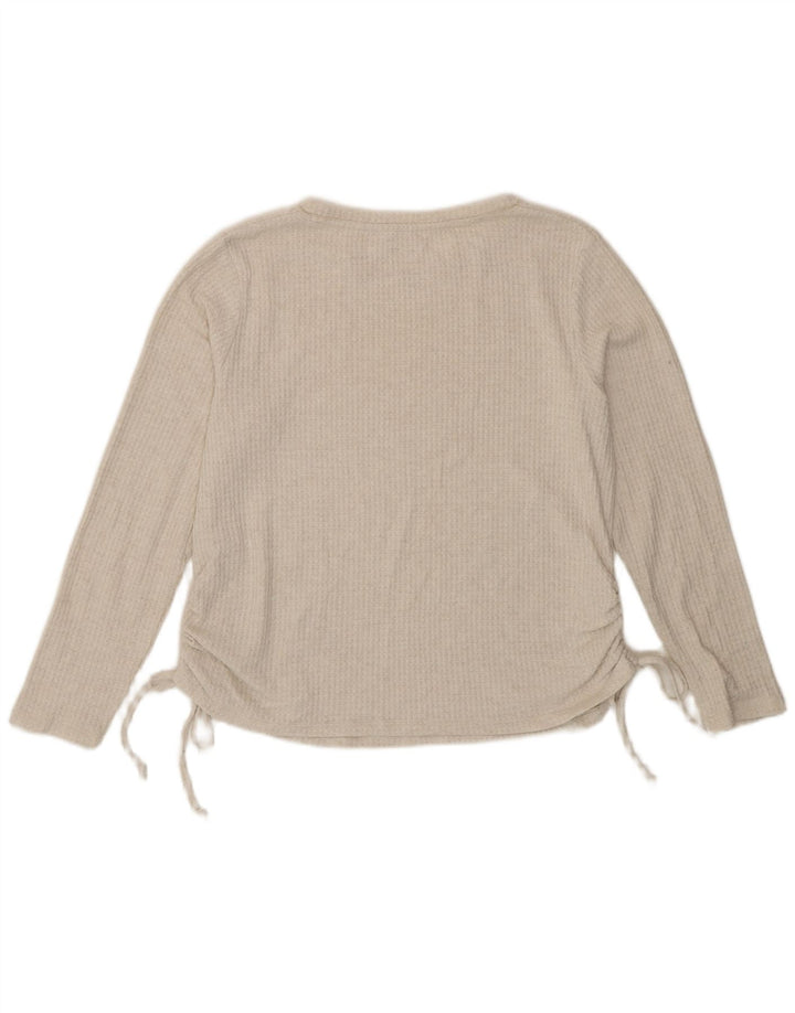 Marks & Spencer Womens Top Long Sleeve UK 12 Medium Beige Viscose
