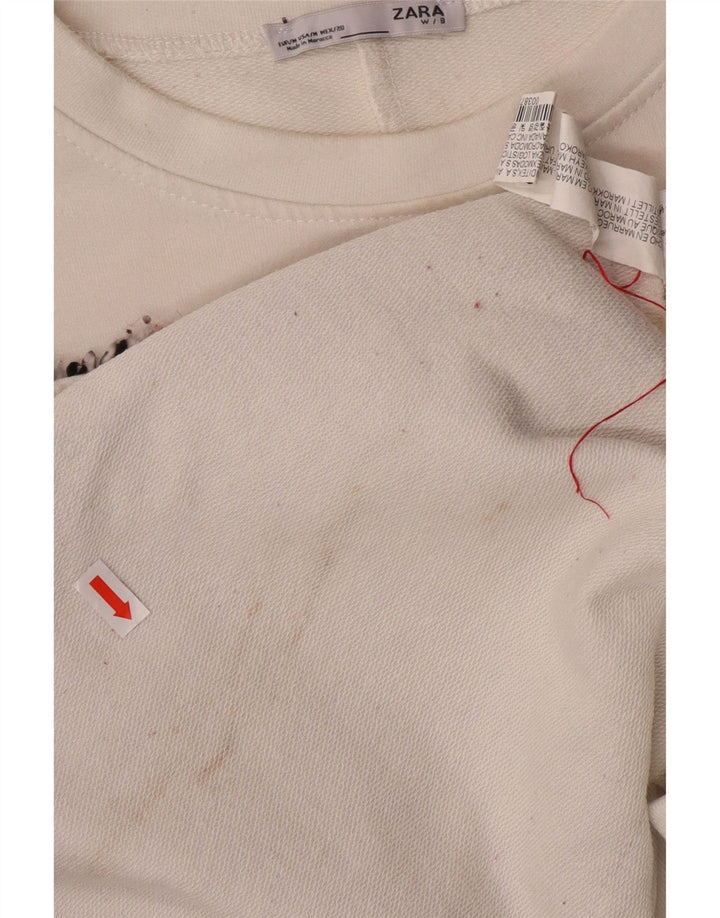 ZARA Womens Oversized Sweatshirt Jumper UK 14 Medium White Colourblock