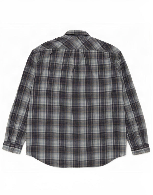 Marlboro Classics Mens Shirt 3XL Navy Blue Check Cotton