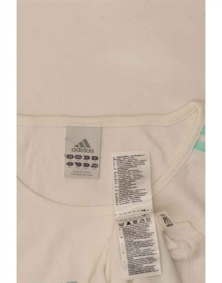 ADIDAS Womens Crop Graphic T-Shirt Top UK 10 Small White Cotton