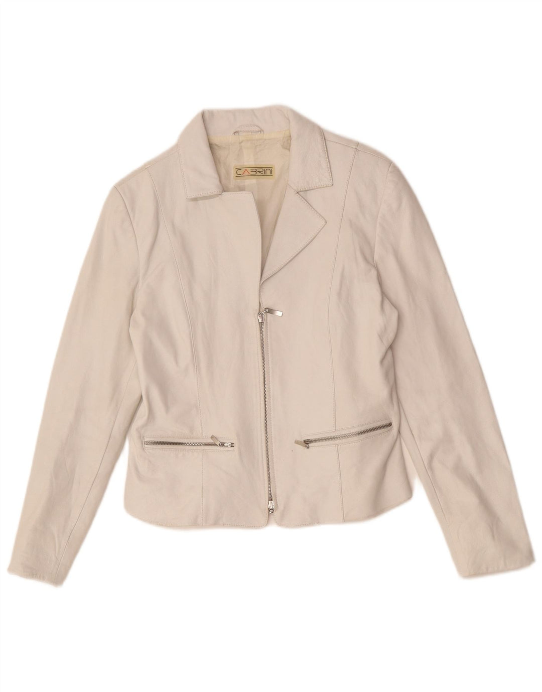 Cabrini Womens Leather Blazer Jacket IT 40 Small White Leather