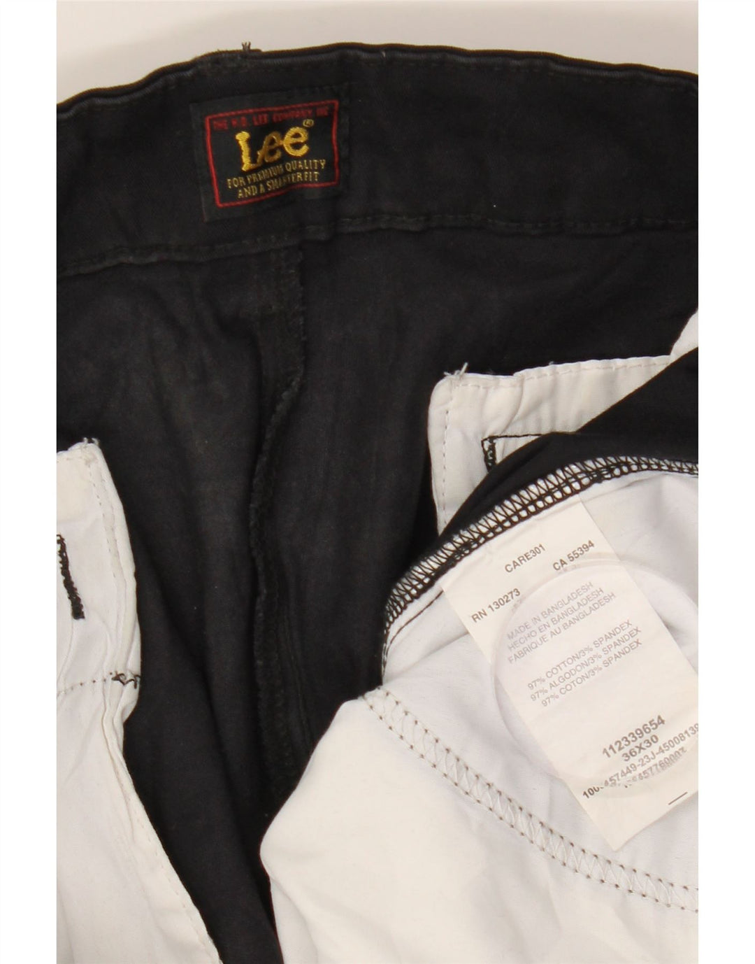 Lee Mens Straight Chino Trousers W36 L30 Black Cotton