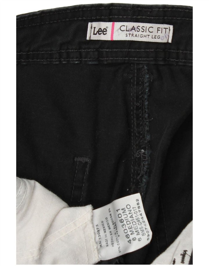 Lee Womens Classic Fit Casual Trousers US 6 Medium W30 L31 Black Cotton