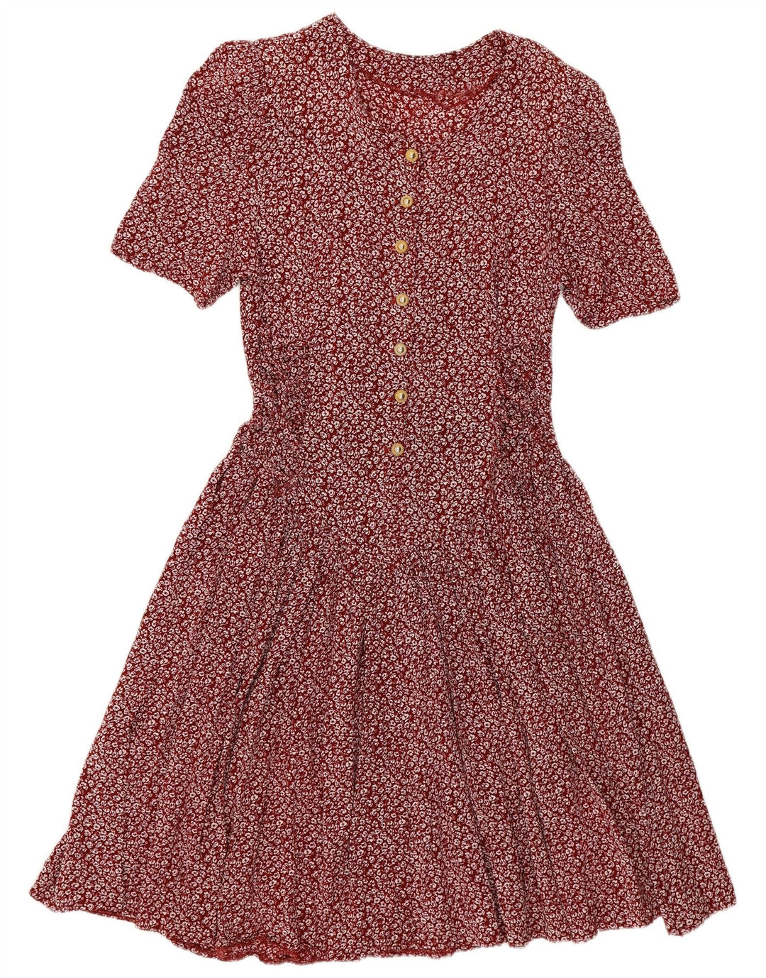 VINTAGE Womens Empire Dress UK 14 Large Burgundy Floral