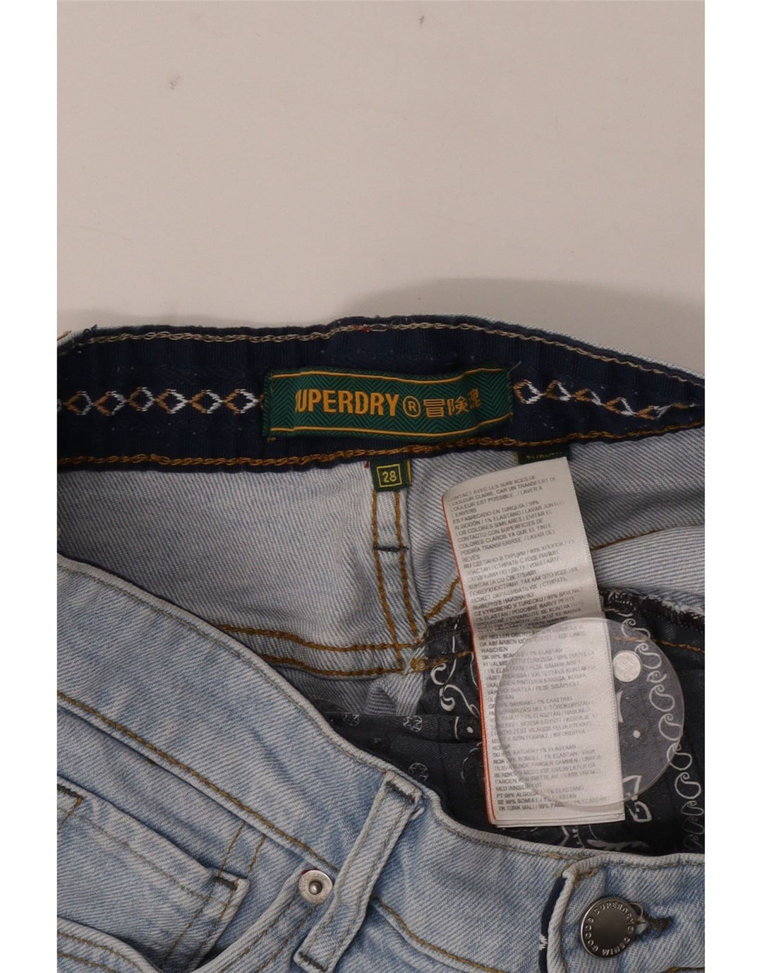 Superdry Womens Denim Shorts W28 Medium Blue Cotton