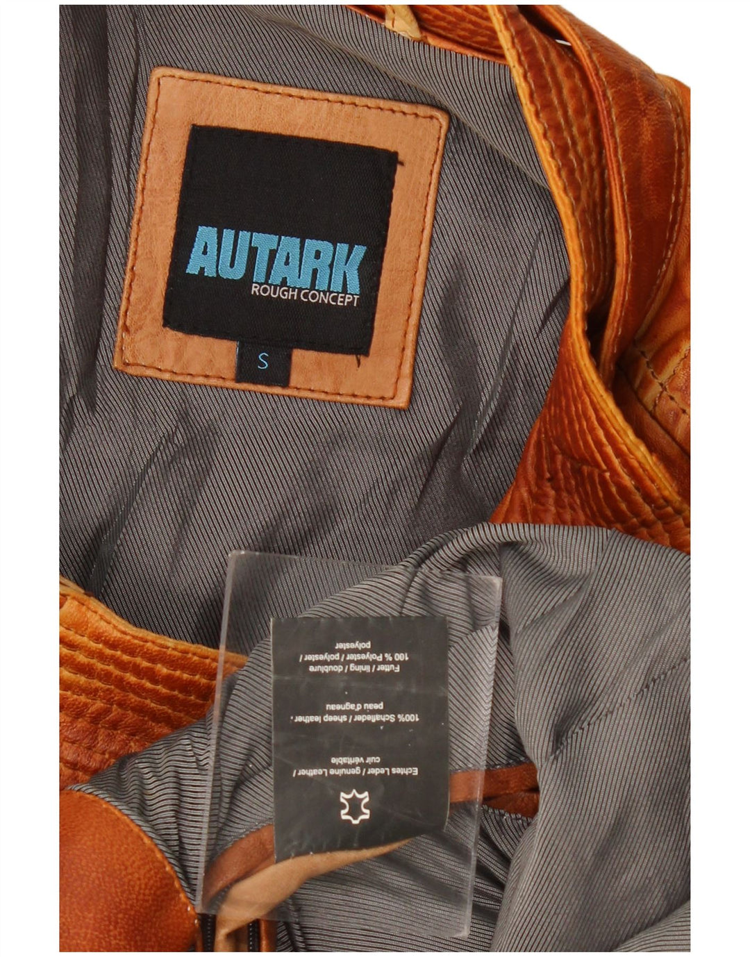 AUTARK Mens Leather Jacket UK 36 Small Brown Leather