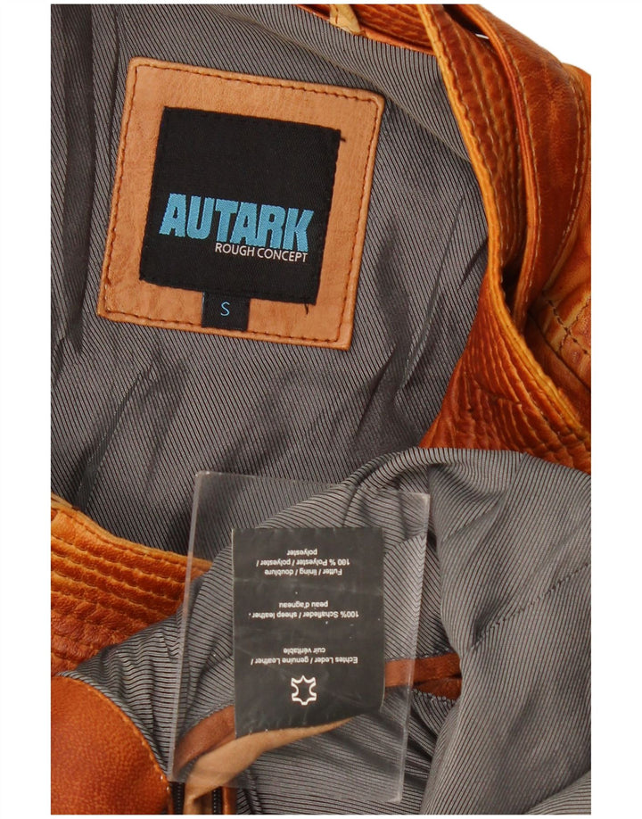 AUTARK Mens Leather Jacket UK 36 Small Brown Leather