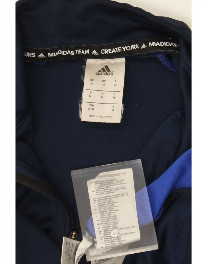 ADIDAS Mens Climalite Pullover Tracksuit Top Medium Navy Blue Colourblock Vintage Adidas and Second-Hand Adidas from Messina Hembry 
