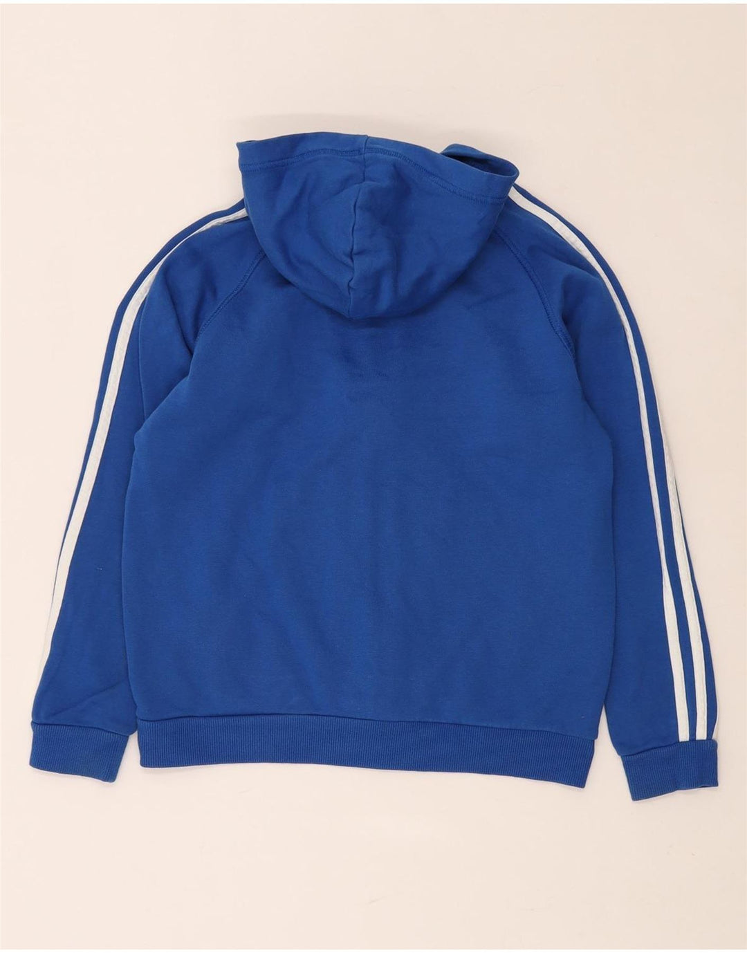 ADIDAS Boys Zip Hoodie Sweater 11-12 Years Blue Cotton