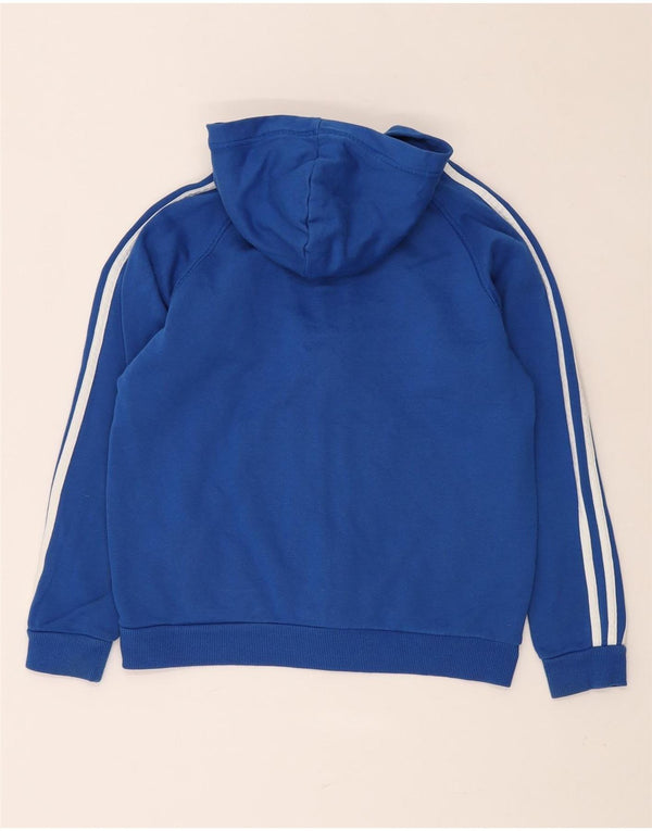 ADIDAS Boys Zip Hoodie Sweater 11-12 Years Blue Cotton