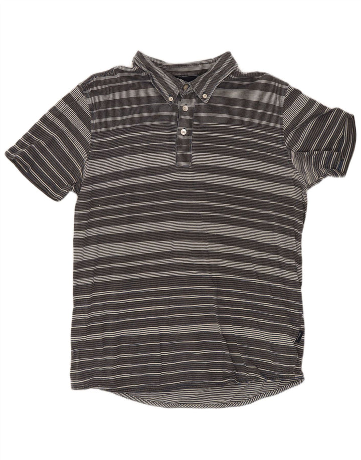 Paul Smith Mens Polo Shirt Medium Grey Striped Cotton