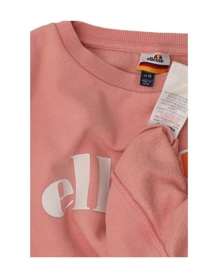 ELLESSE Womens Graphic Oversized Sweatshirt Jumper UK 14 Large  Pink