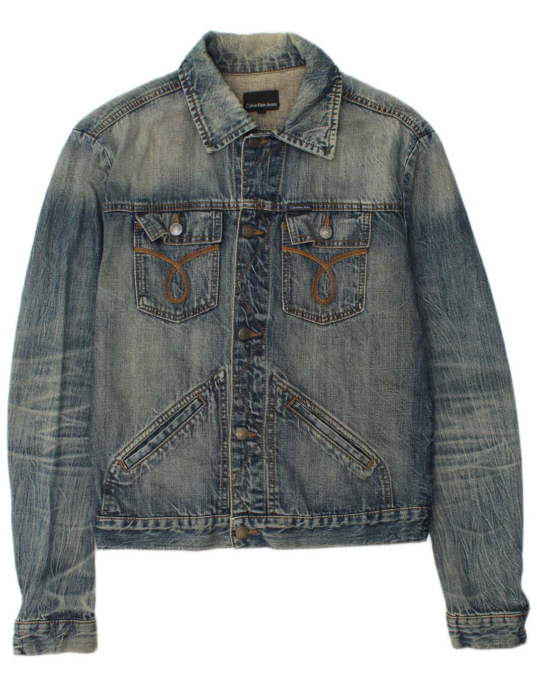 CALVIN KLEIN JEANS Mens Denim Jacket UK 38 Medium Blue Cotton