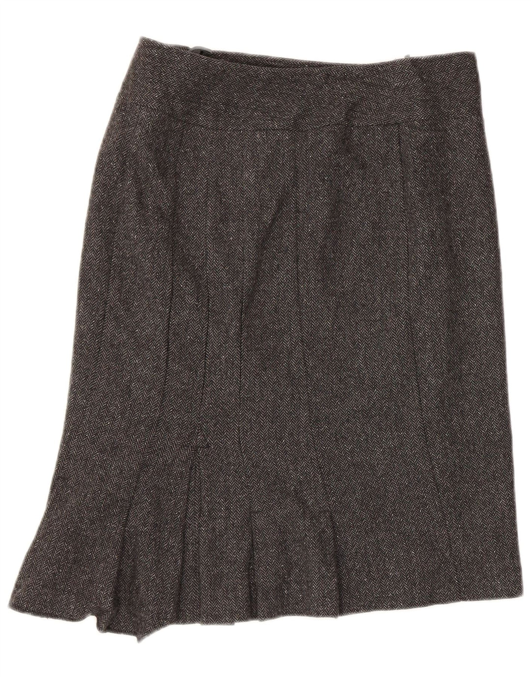 Benetton Womens Asymmetrical Skirt IT 40 Small W30 Grey Herringbone