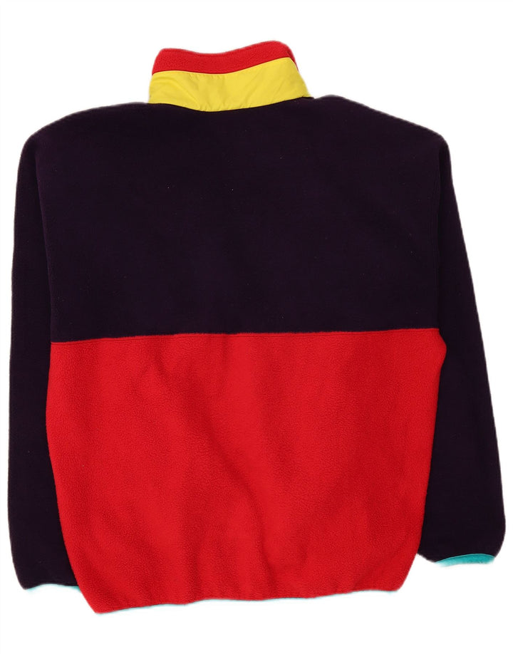 Sergio Tacchini Mens Button Neck Fleece Jumper Large Red Colourblock