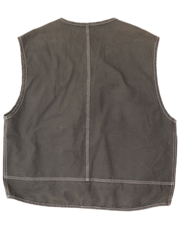 Vintage Mens Utility Gilet UK 40 Large Khaki Cotton