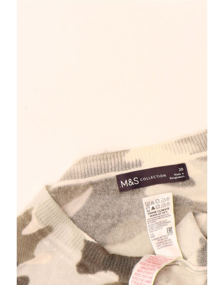 MARKS & SPENCER Womens Boat Neck Jumper Sweater UK 20 2XL Beige Camouflage