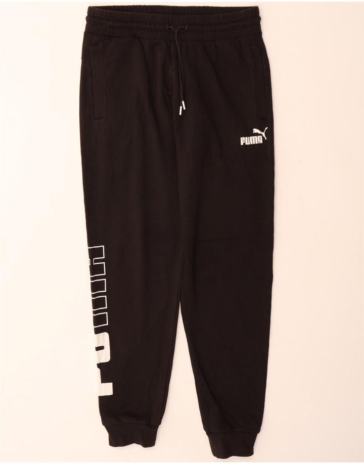 PUMA Mens Graphic Tracksuit Trousers Joggers Medium  Black Cotton