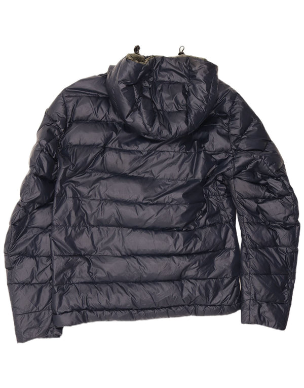Blauer Mens Hooded Padded Jacket UK 40 Large Navy Blue Polyamide