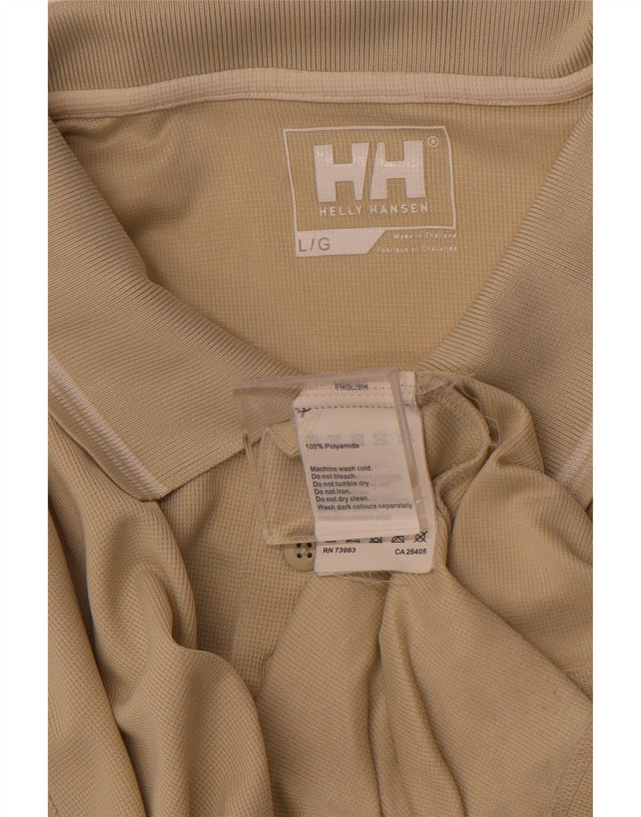 HELLY HANSEN Mens Polo Shirt Large Beige Polyamide
