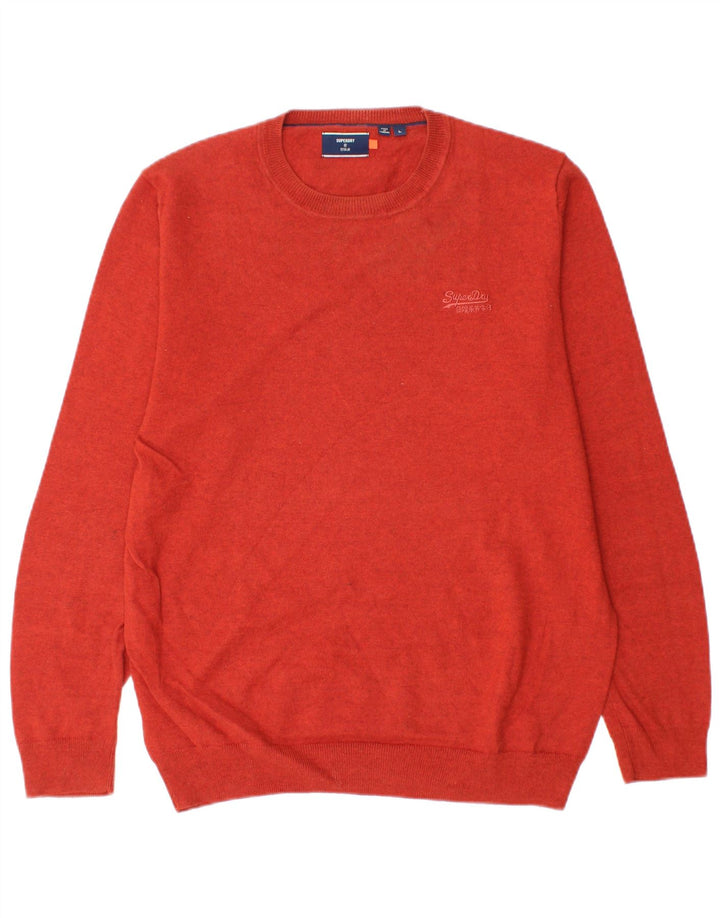 SUPERDRY Mens Crew Neck Jumper Sweater Large Red Cotton Vintage Superdry and Second-Hand Superdry from Messina Hembry 