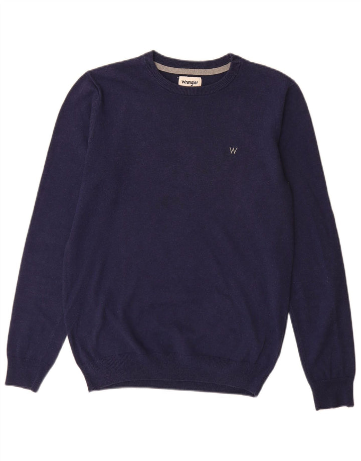 Wrangler Mens Boat Neck Jumper Sweater Medium Navy Blue Cotton