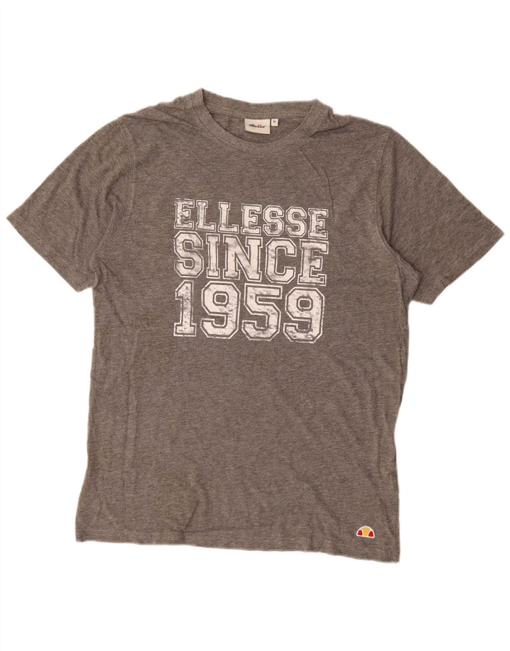 Ellesse Mens Graphic T-Shirt Top Medium Grey Flecked Cotton