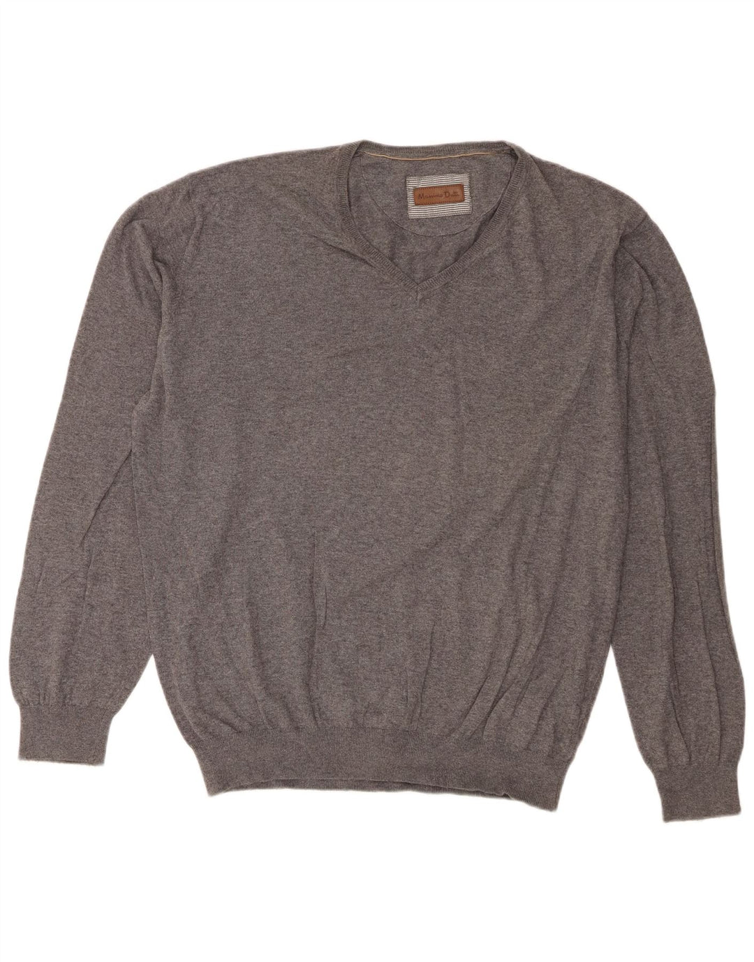 Massimo Dutti Mens Regular Fit V-Neck Jumper Sweater 2XL Grey