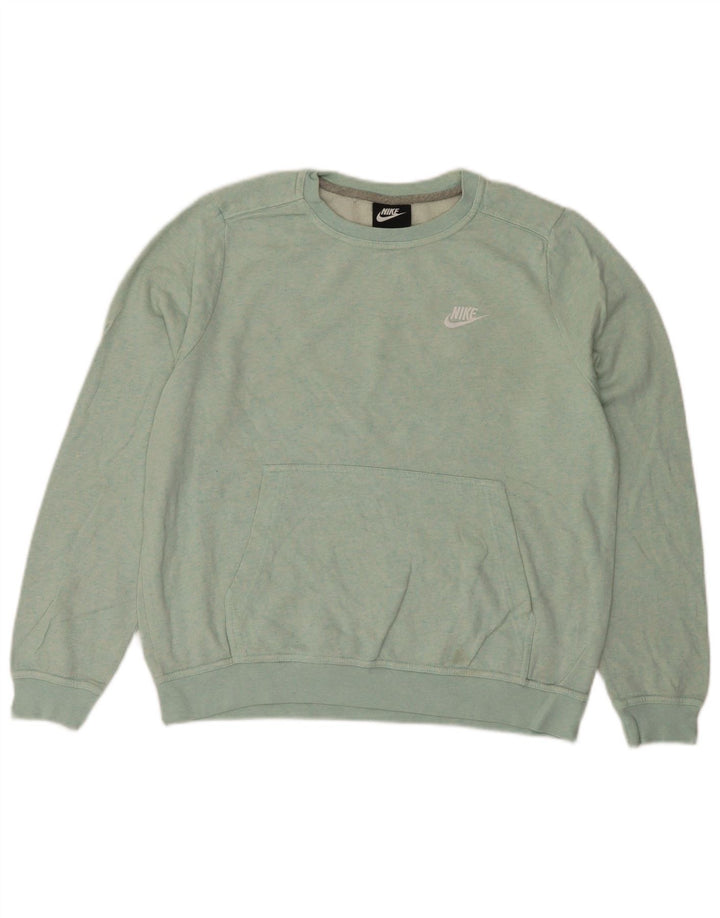 NIKE Womens Sweatshirt Jumper UK 14 Medium Blue Cotton