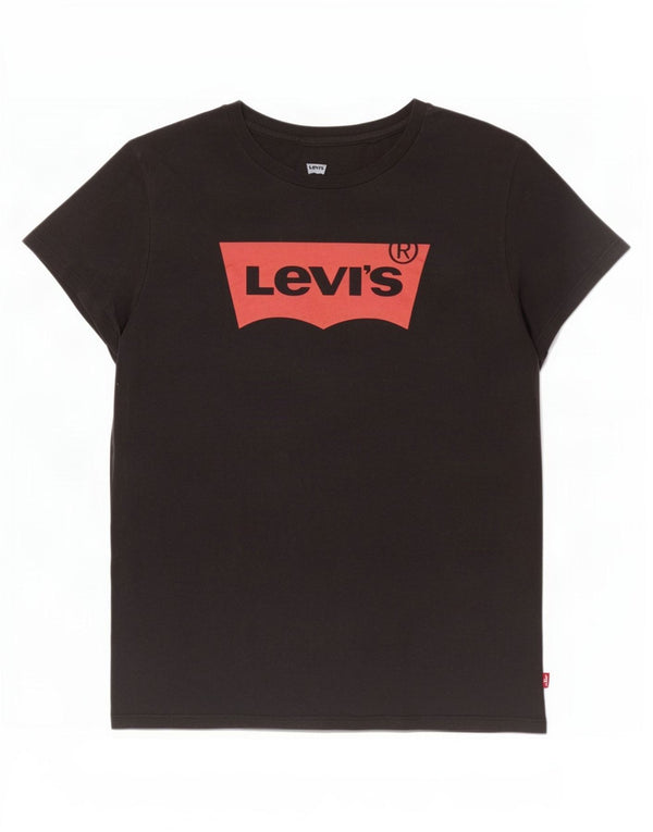 Levi's Womens Graphic T-Shirt Top UK 16 Large Black Cotton