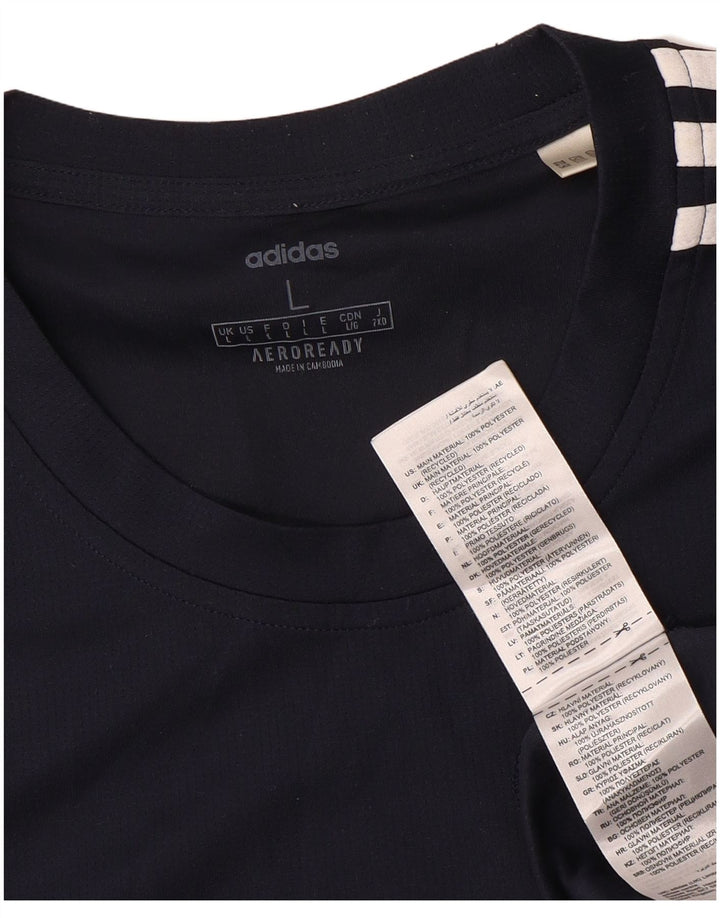 Adidas Mens Aeroready T-Shirt Top Large Navy Blue Polyester