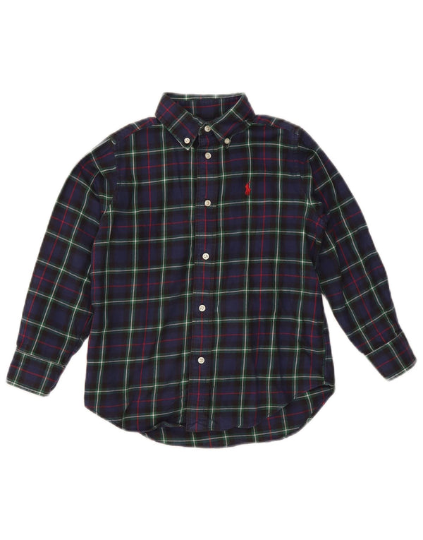 Ralph Lauren Boys Flannel Shirt 4-5 Years Navy Blue Check Cotton