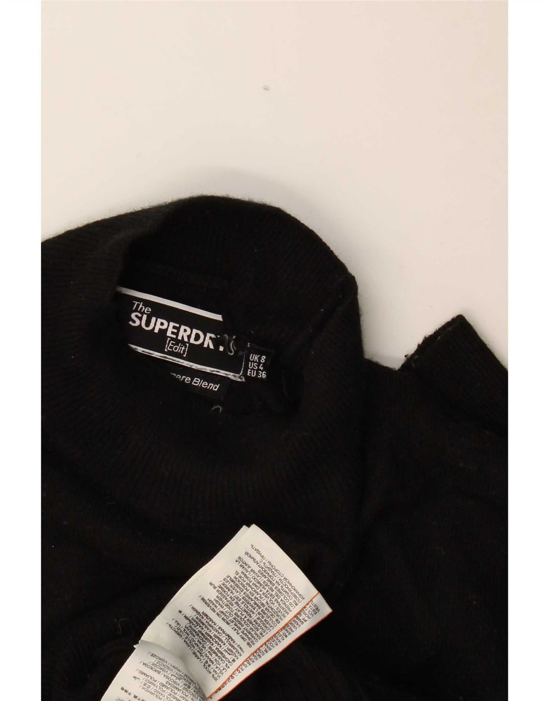 Superdry Womens Oversized Turtle Neck Jumper Sweater UK 8 Small Black Wool