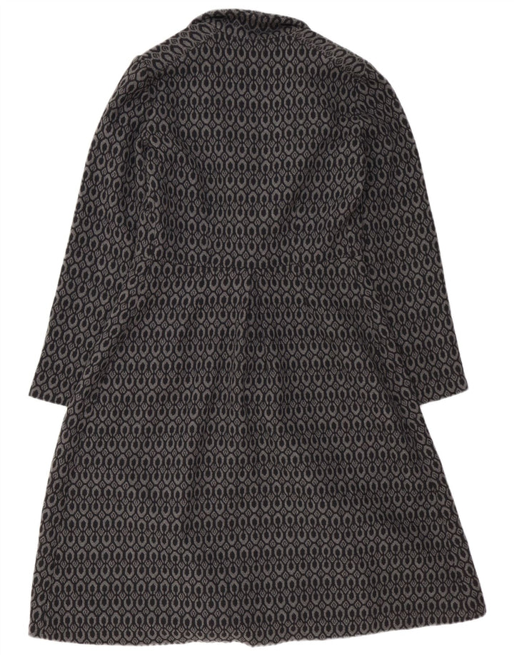 Vintage Womens Overcoat UK 14 Medium Grey Geometric