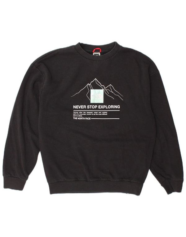 The North Face Womens Graphic Sweatshirt Jumper UK 14 Medium Black Cotton