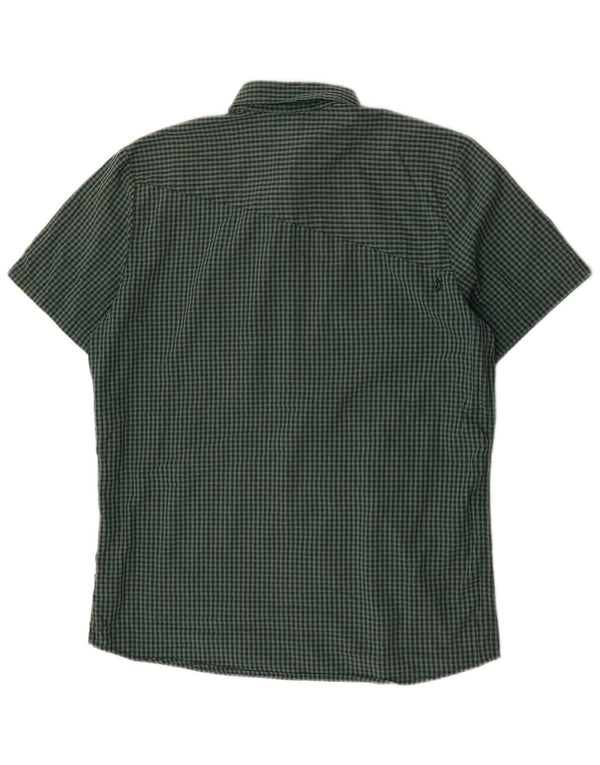 Volcom Mens Modern Fit Short Sleeve Shirt Large Green Gingham Cotton