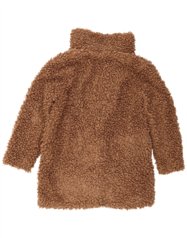 Zara Womens Oversized Faux Fur Overcoat UK 14 Medium Brown