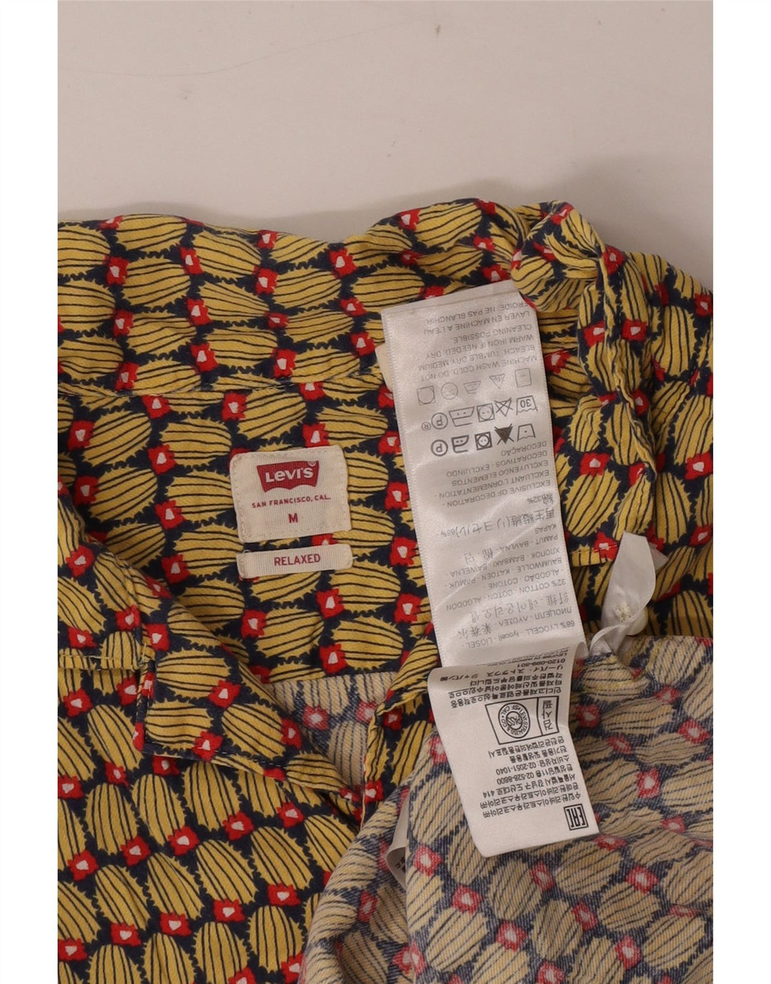 Levi's Mens Abstract Pattern Short Sleeve Shirt Medium Yellow Lyocell