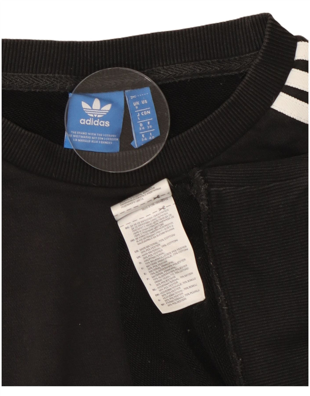 Adidas Womens Oversized Sweatshirt Jumper UK 8 Small Black Cotton